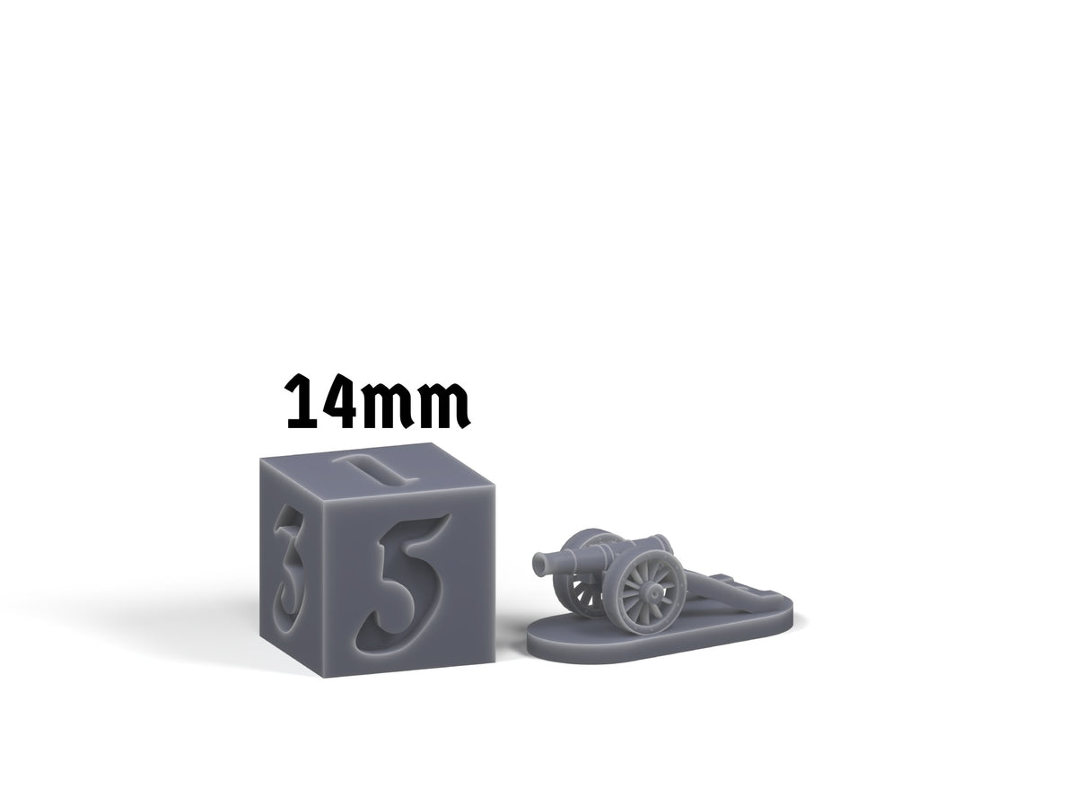 Field cannon (XE2), beside a 14mm comparison die