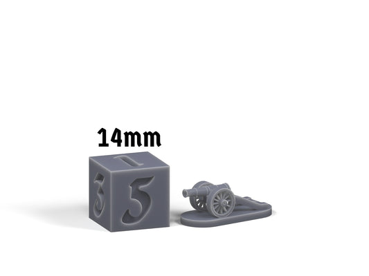 Field cannon (XE2), beside a 14mm comparison die