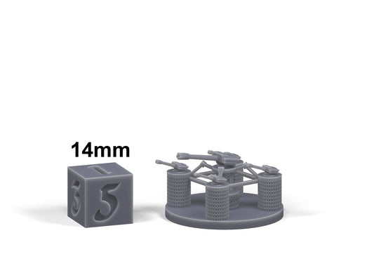 Liberty Defense Perimeter Tower scale comparison with 14mm die