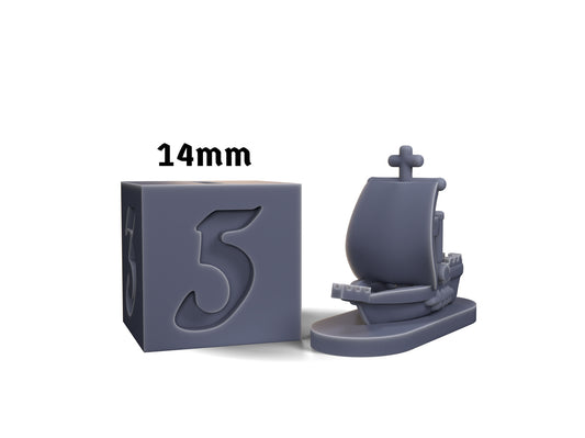 Medieval Cog scale comparison with 14mm die