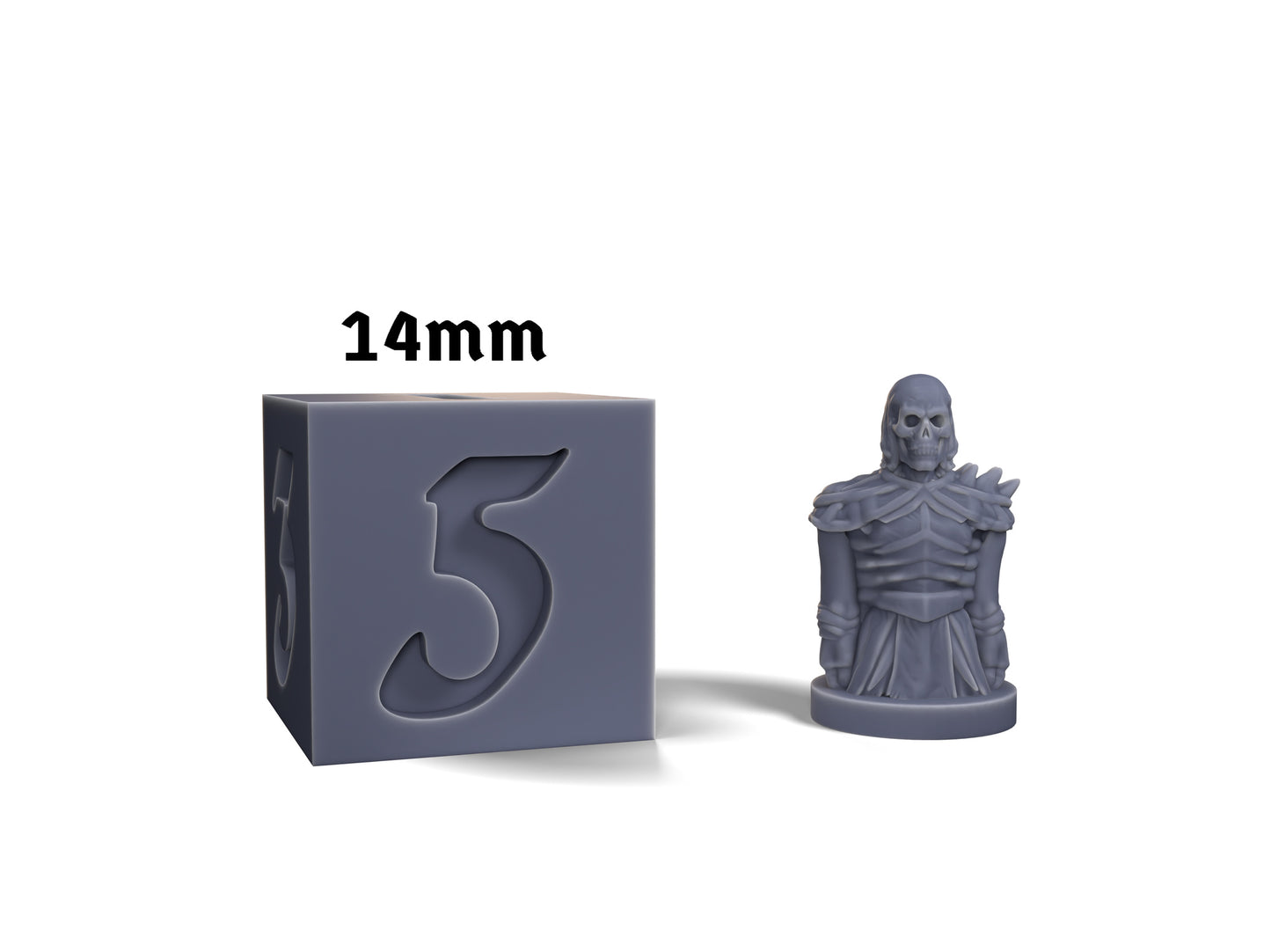 White Walker Pawn scale comparison with 14mm die