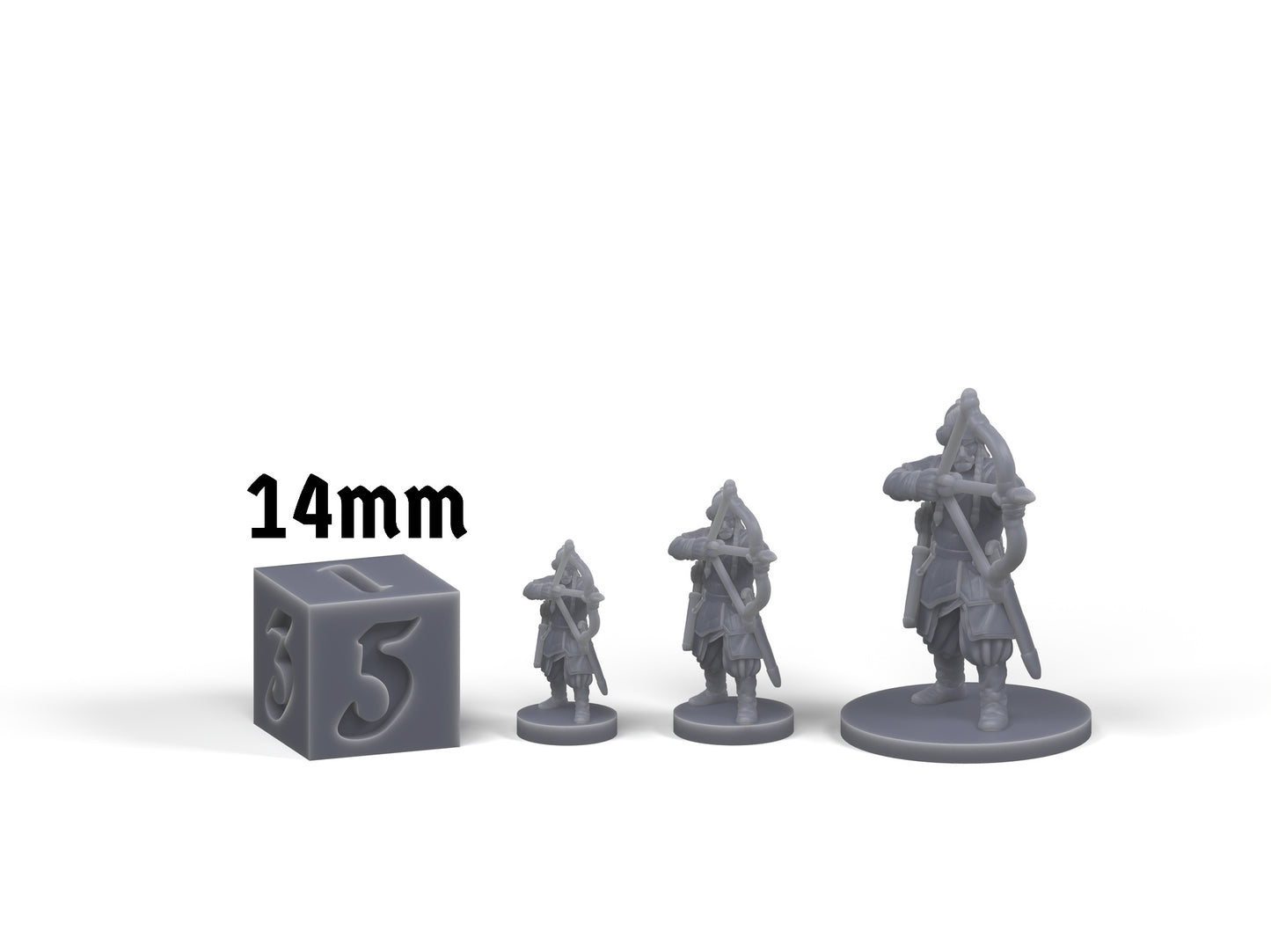 Turkish Steppe Archer scale comparison with 14mm die and available sizes