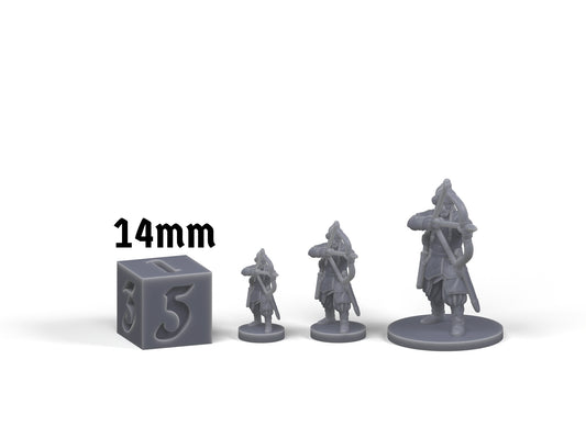 Turkish Steppe Archer scale comparison with 14mm die and available sizes