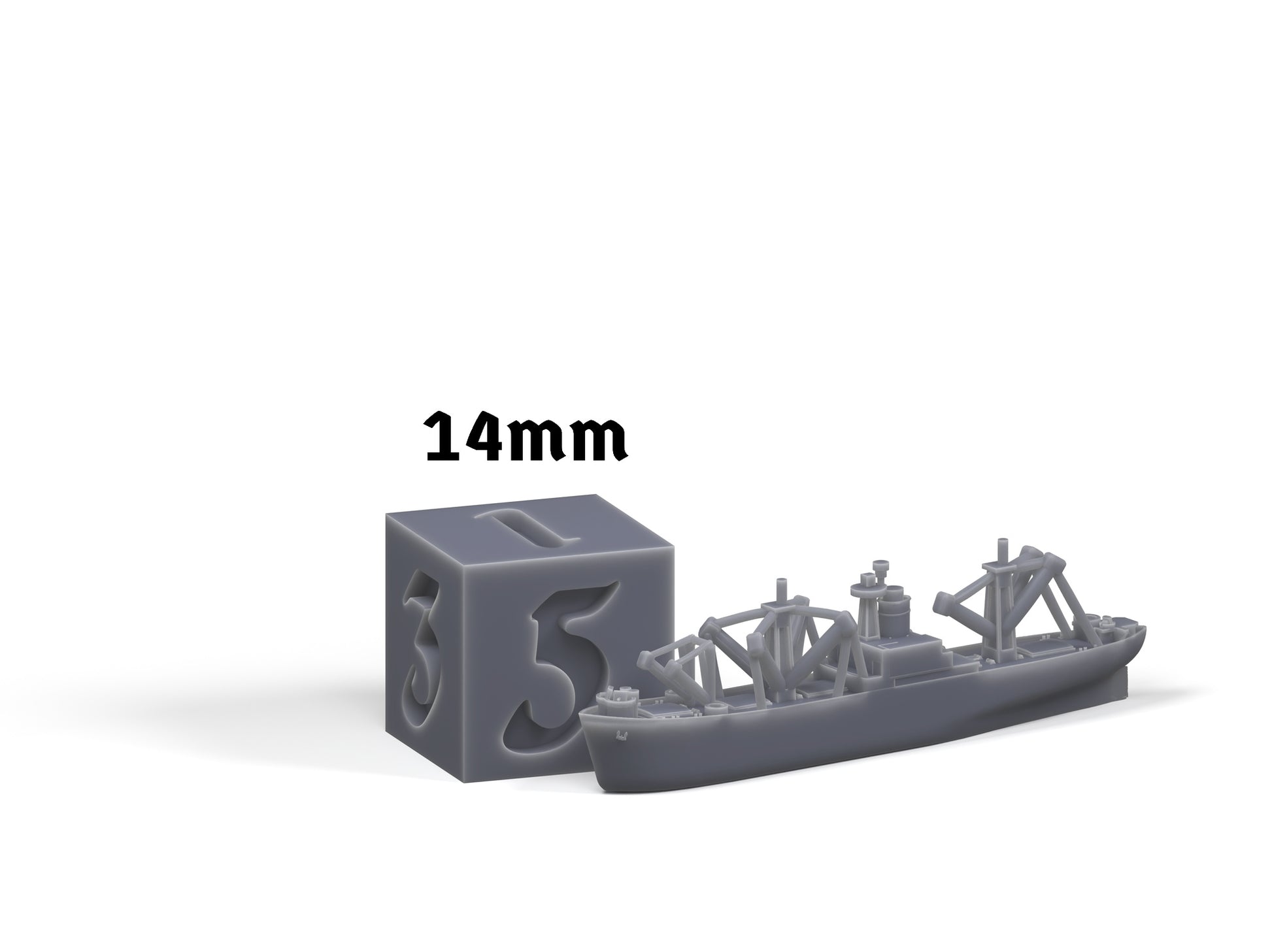 Andromeda Class Ship scale comparison with 14mm die