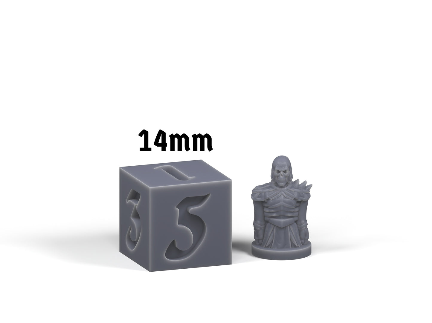 White Walker Pawn scale comparison with 14mm die